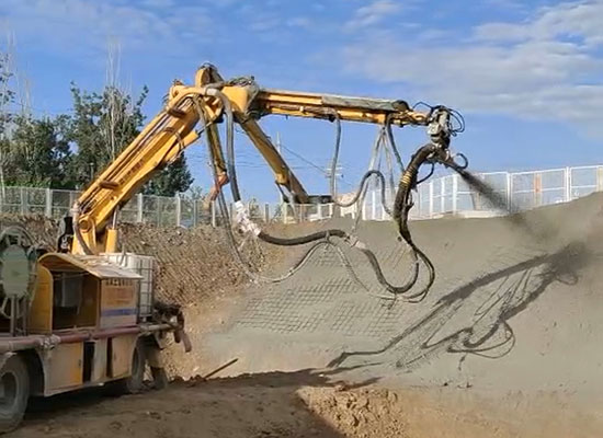 大型混凝土溼噴機械手施工視頻