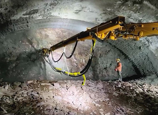 隧道混凝土溼噴機械手施工視頻